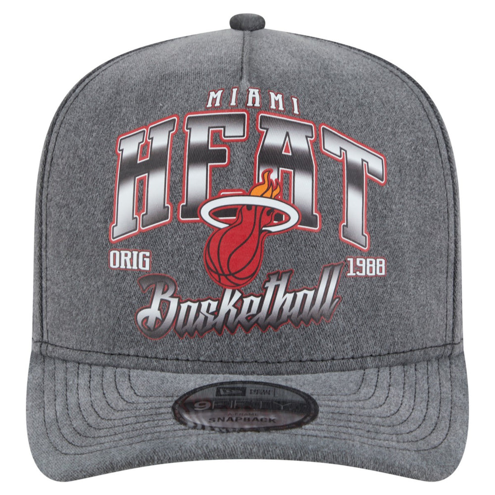Miami Heat Throwback Washed Pre-Curved 9FIFTY Snapback Hat - Charcoal outlet