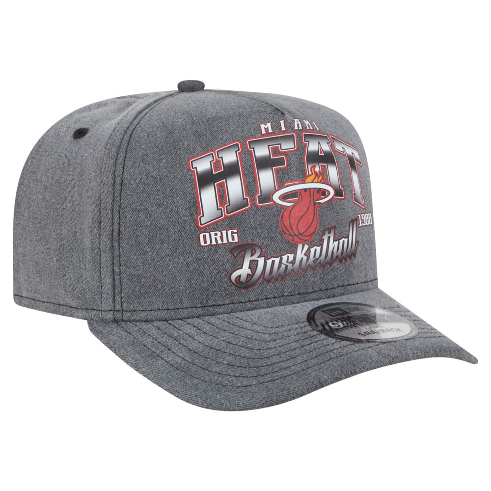 Miami Heat Throwback Washed Pre-Curved 9FIFTY Snapback Hat - Charcoal outlet