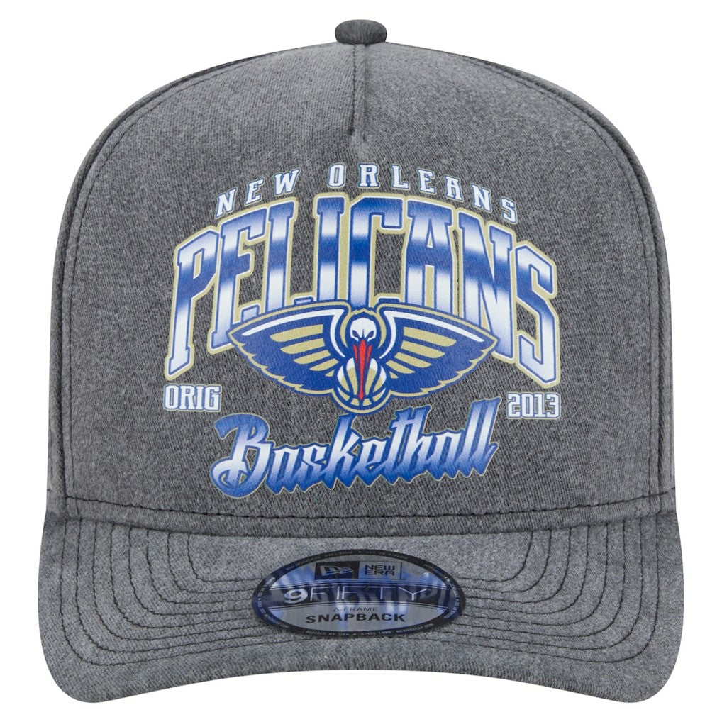 New Orleans Pelicans Throwback Washed Pre-Curved 9FIFTY Snapback Hat - Charcoal shop