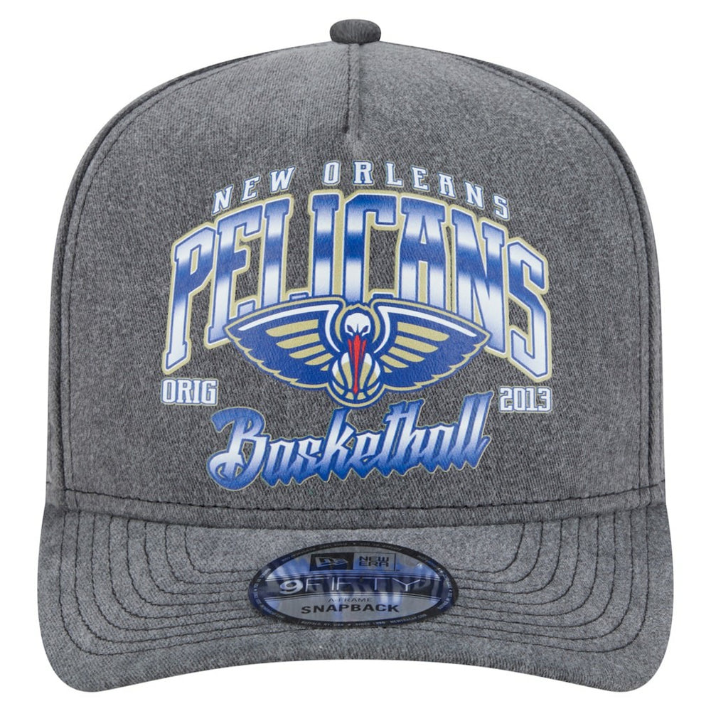 New Orleans Pelicans Throwback Washed Pre-Curved 9FIFTY Snapback Hat - Charcoal shop