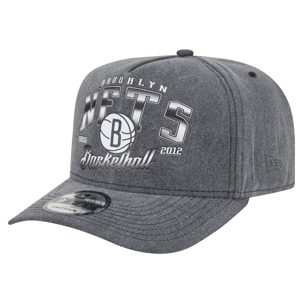 Brooklyn Nets Throwback Washed Pre-Curved 9FIFTY Snapback Hat - Charcoal outlet