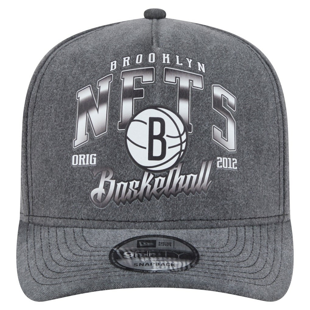 Brooklyn Nets Throwback Washed Pre-Curved 9FIFTY Snapback Hat - Charcoal outlet