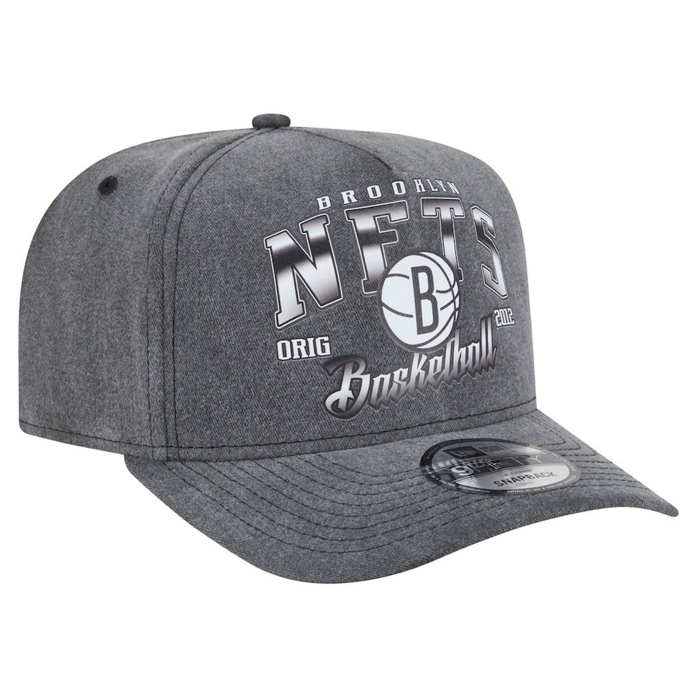 Brooklyn Nets Throwback Washed Pre-Curved 9FIFTY Snapback Hat - Charcoal outlet