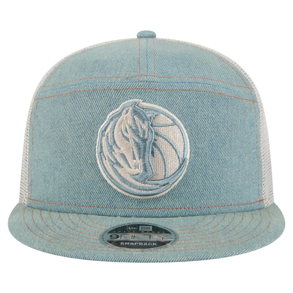 Dallas Mavericks Adventure Denim Split Panel 9FIFTY Snapback Trucker Hat sale