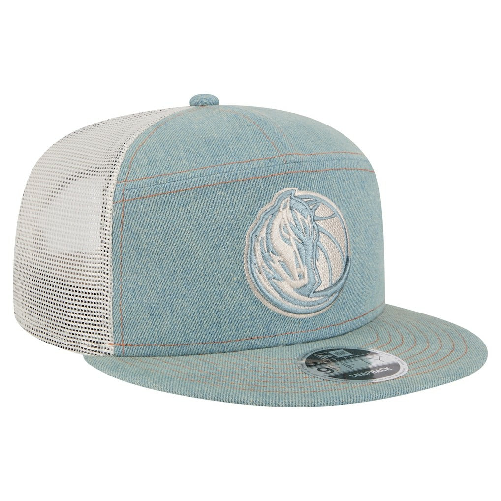 Dallas Mavericks Adventure Denim Split Panel 9FIFTY Snapback Trucker Hat sale