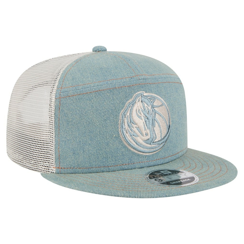Dallas Mavericks Adventure Denim Split Panel 9FIFTY Snapback Trucker Hat sale