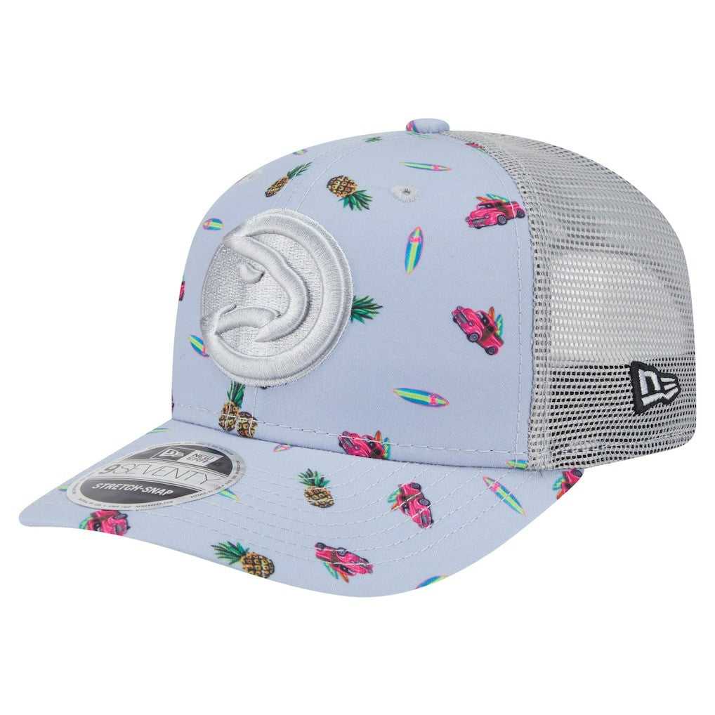 Atlanta Hawks Adventure Aloha Pattern 9SEVENTY Stretch-Snap Hat - Light Blue/Gray shop