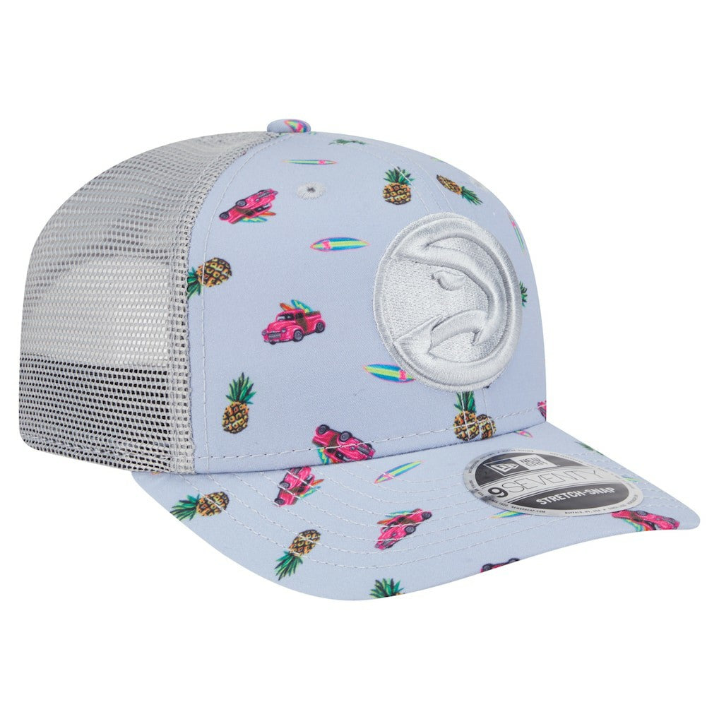 Atlanta Hawks Adventure Aloha Pattern 9SEVENTY Stretch-Snap Hat - Light Blue/Gray shop