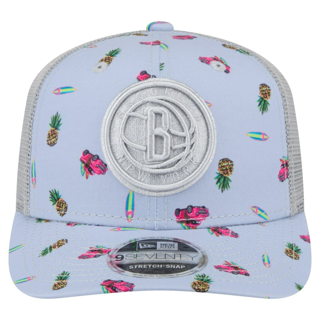 Brooklyn Nets Adventure Aloha Pattern 9SEVENTY Stretch-Snap Hat - Light Blue/Gray shop