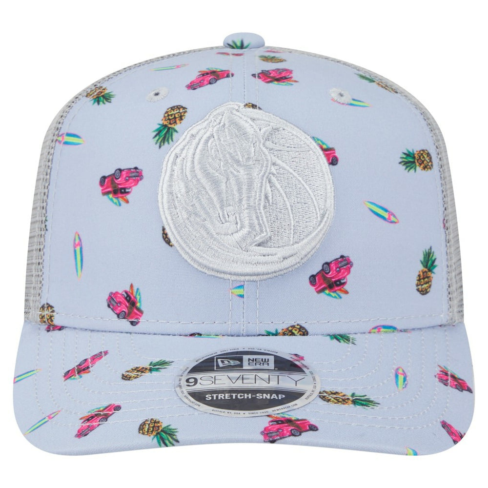 Dallas Mavericks Adventure Aloha Pattern 9SEVENTY Stretch-Snap Hat sale - Light Blue/Gray on sale