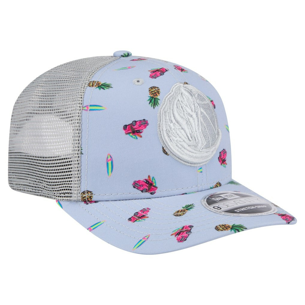Dallas Mavericks Adventure Aloha Pattern 9SEVENTY Stretch-Snap Hat sale - Light Blue/Gray on sale
