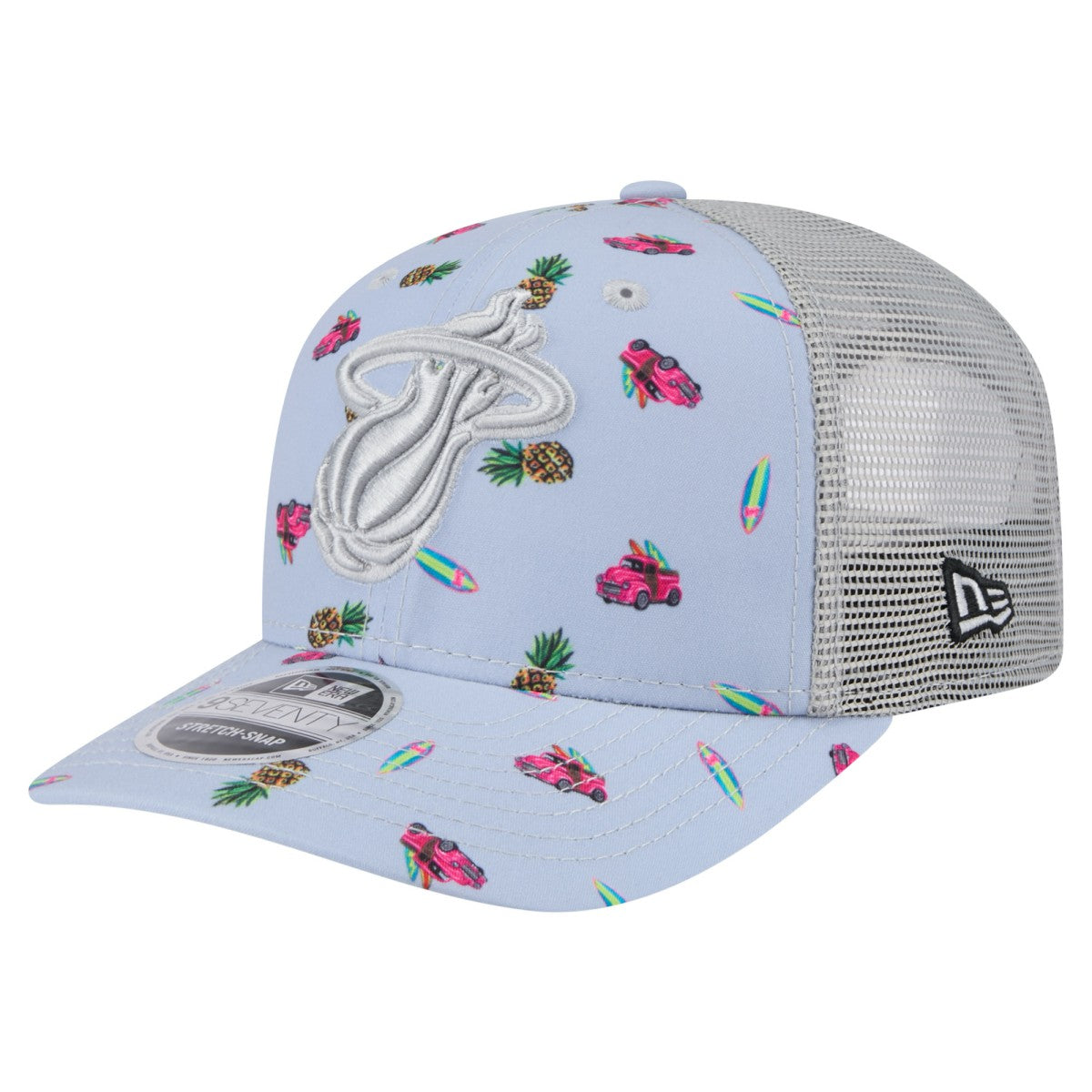 Miami Heat Adventure Aloha Pattern 9SEVENTY Stretch-Snap Hat - Light Blue/Gray outlet