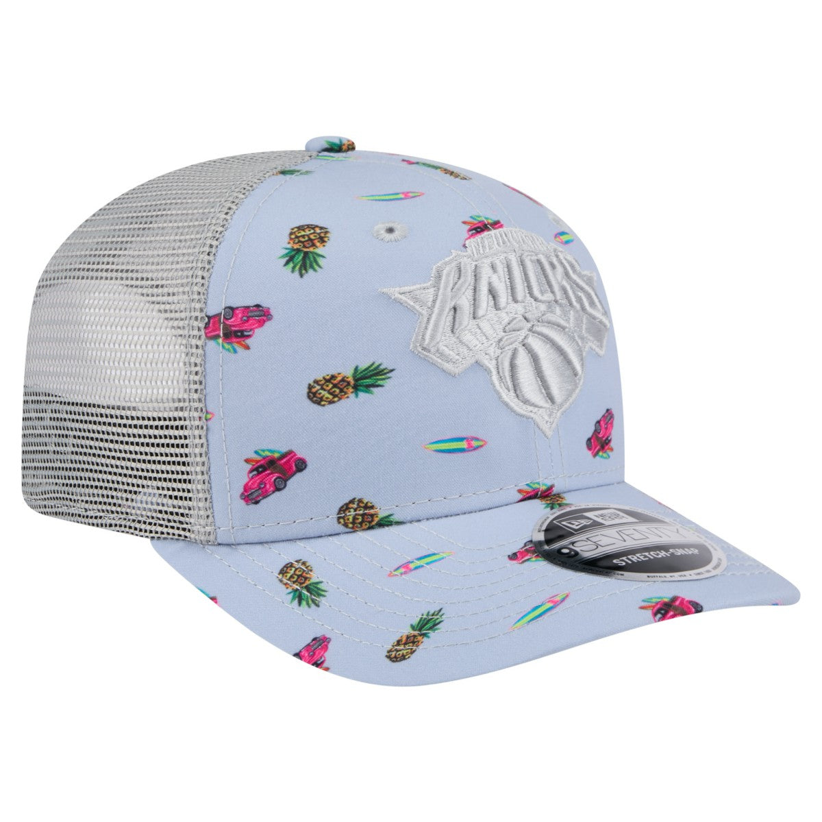 New York Knicks Adventure Aloha Pattern 9SEVENTY Stretch-Snap Hat - Light Blue/Gray shop