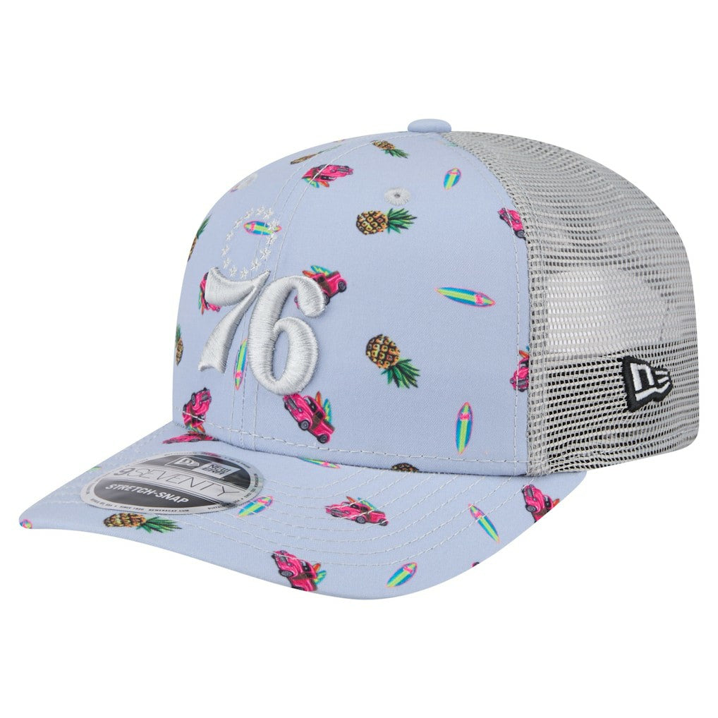 Philadelphia 76ers Adventure Aloha Pattern 9SEVENTY Stretch-Snap Hat - Light Blue/Gray for sale