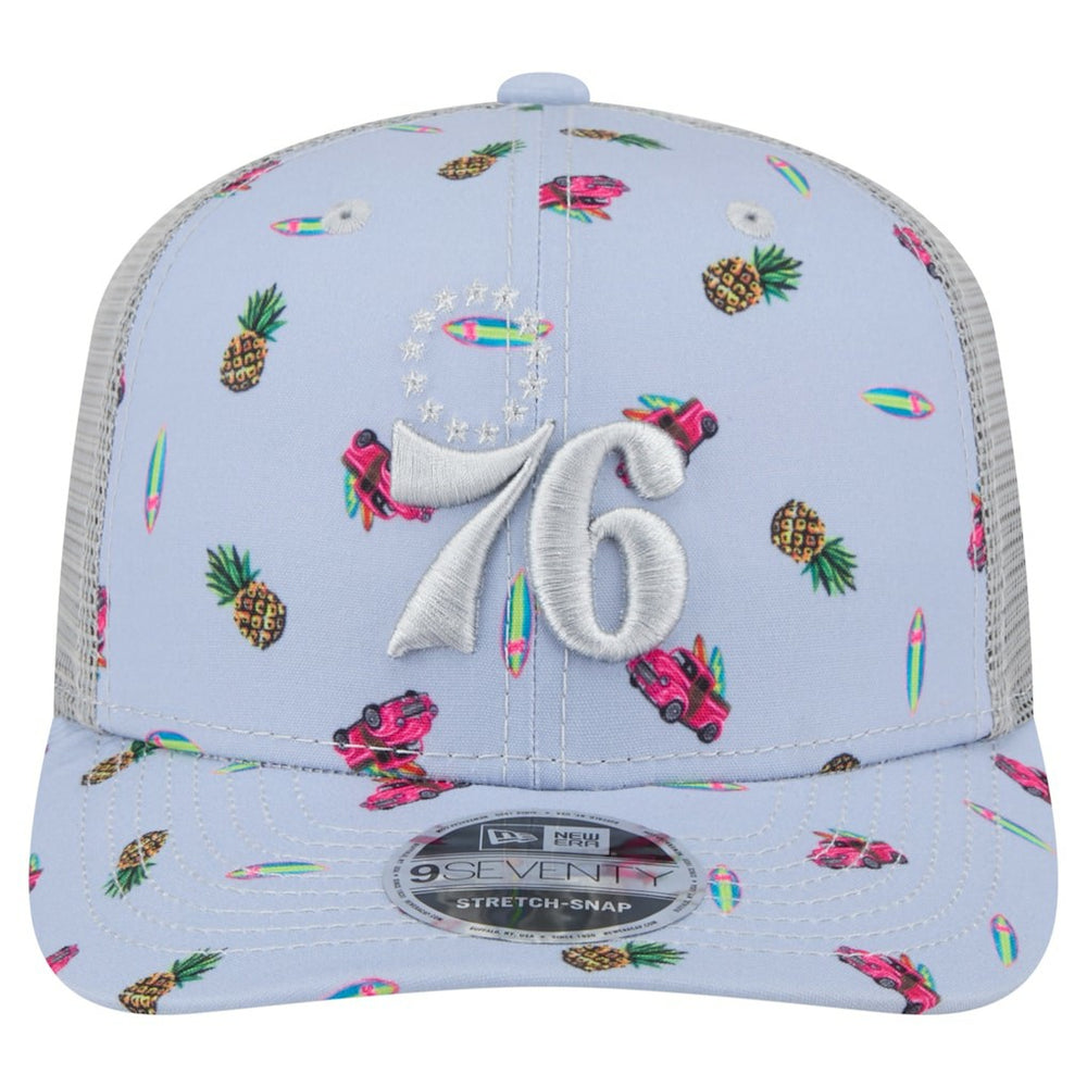 Philadelphia 76ers Adventure Aloha Pattern 9SEVENTY Stretch-Snap Hat - Light Blue/Gray for sale