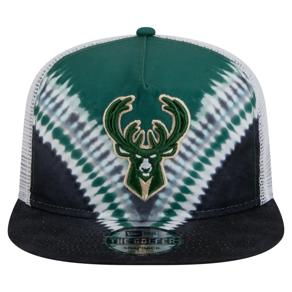 Milwaukee Bucks Throwback Dye Golfer Snapback Hat - Black/Hunter Green shop