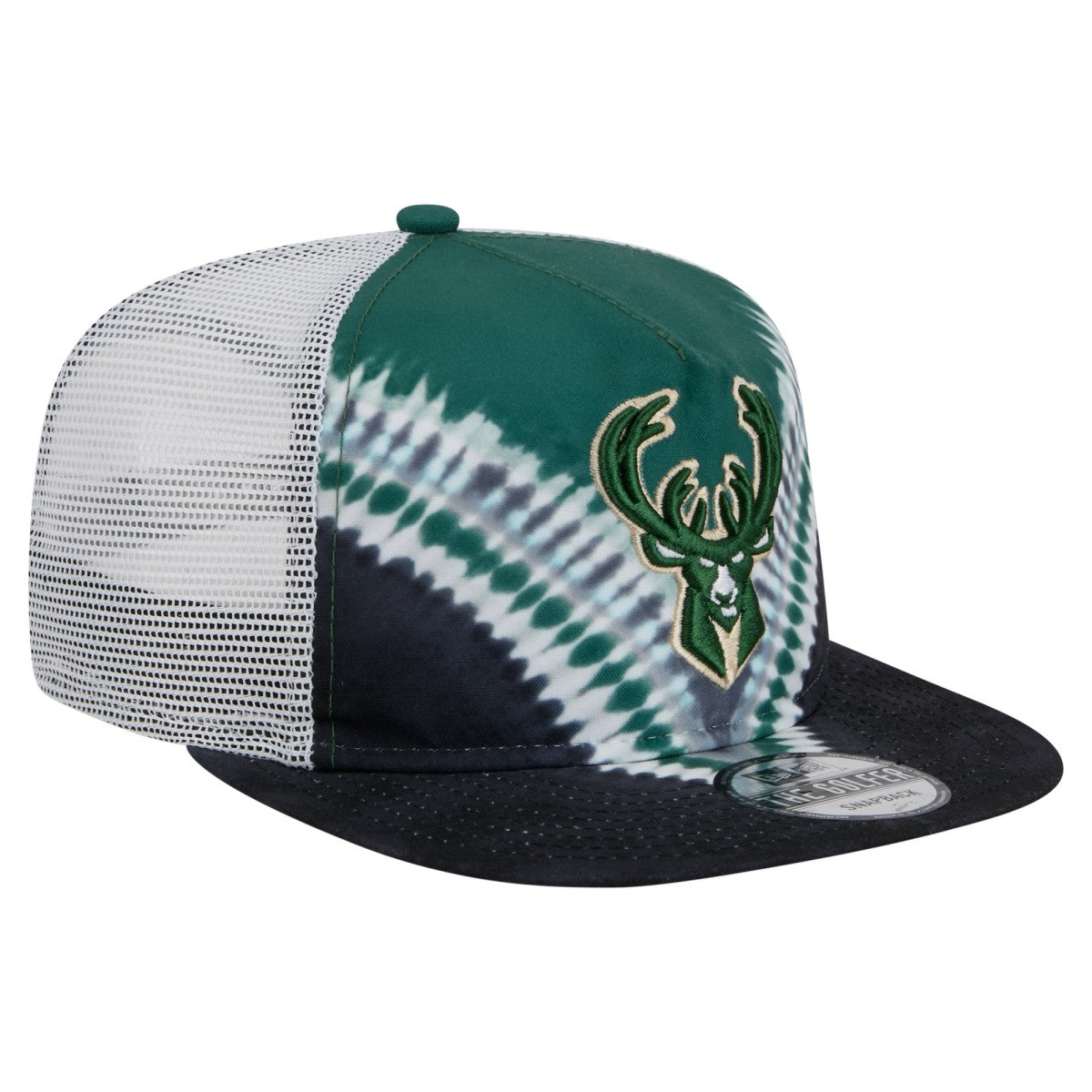 Milwaukee Bucks Throwback Dye Golfer Snapback Hat - Black/Hunter Green shop