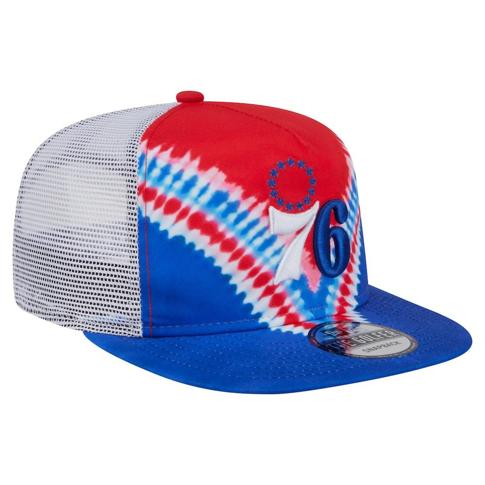 Philadelphia 76ers Throwback Dye Golfer Snapback Hat - Royal/Red on sale