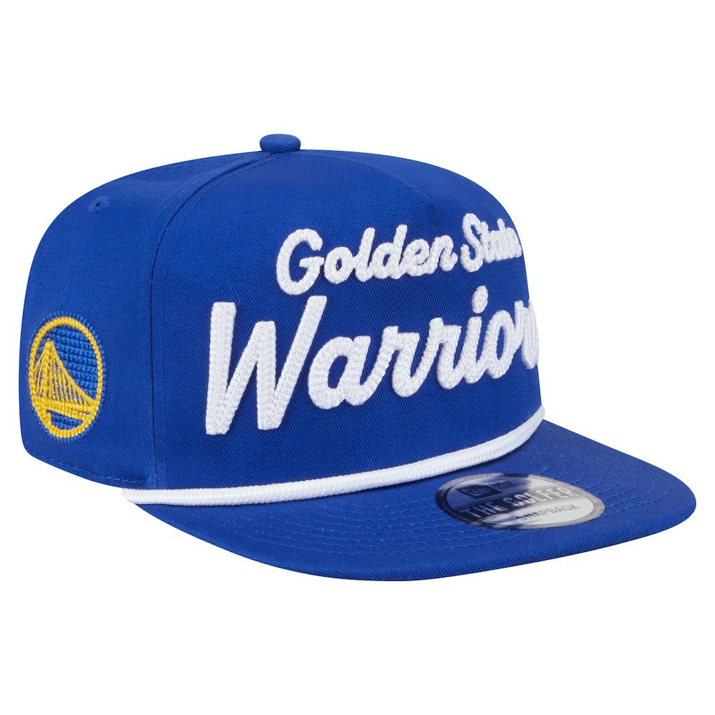 Golden State Warriors Team Text Golfer Snapback Hat sale - Royal shop