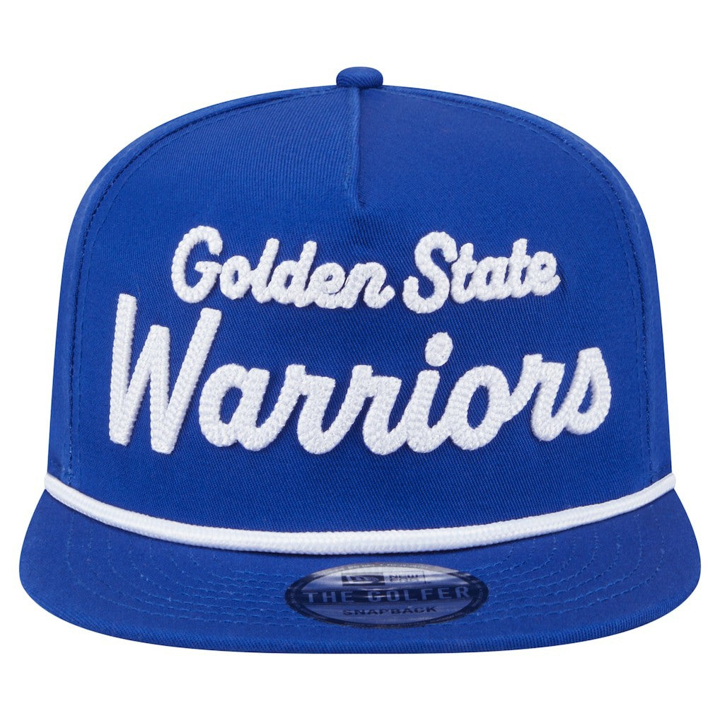Golden State Warriors Team Text Golfer Snapback Hat sale - Royal shop