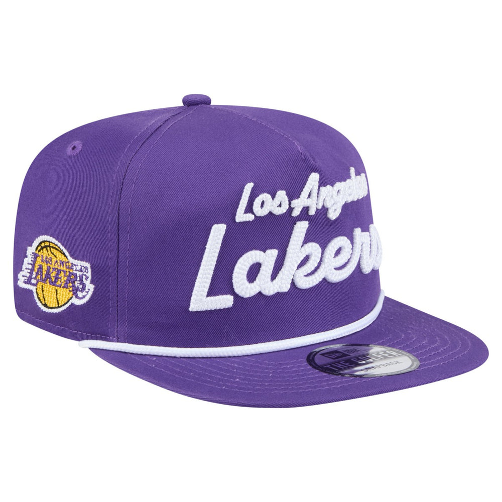 Los Angeles Lakers Team Text Golfer Snapback Hat - Purple sale