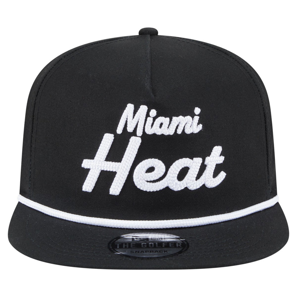 Miami Heat Team Text Golfer Snapback Hat - Black discount
