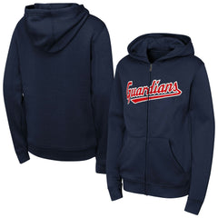 Cleveland Guardians Youth Wordmark Fleece Full-Zip Hoodie Navy