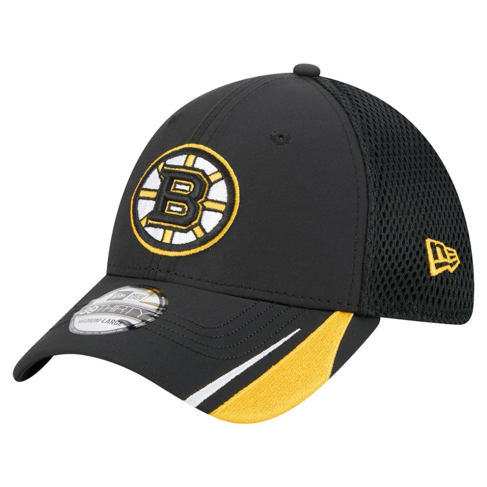 Boston Bruins New Era Linear Featherweight 39THIRTY Flex Hat - Black Hats