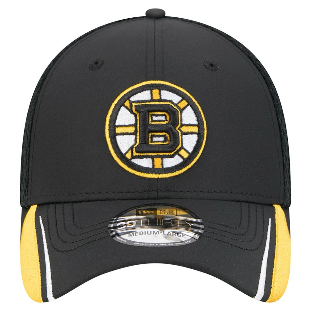 Boston Bruins New Era Linear Featherweight 39THIRTY Flex Hat - Black Hats