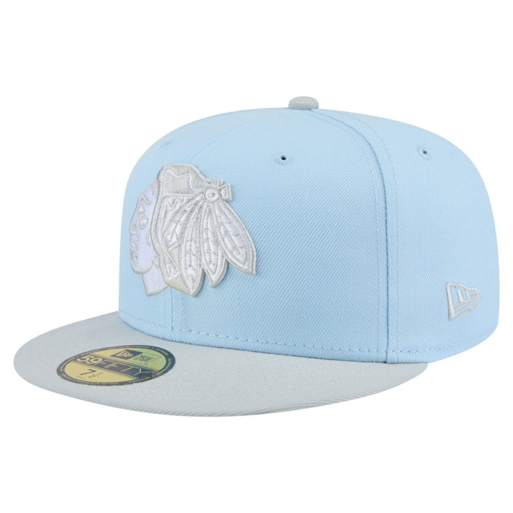 Chicago Blackhawks New Era Color Pack Two-Tone 59FIFTY Fitted Hat - Light Blue/Gray Hats