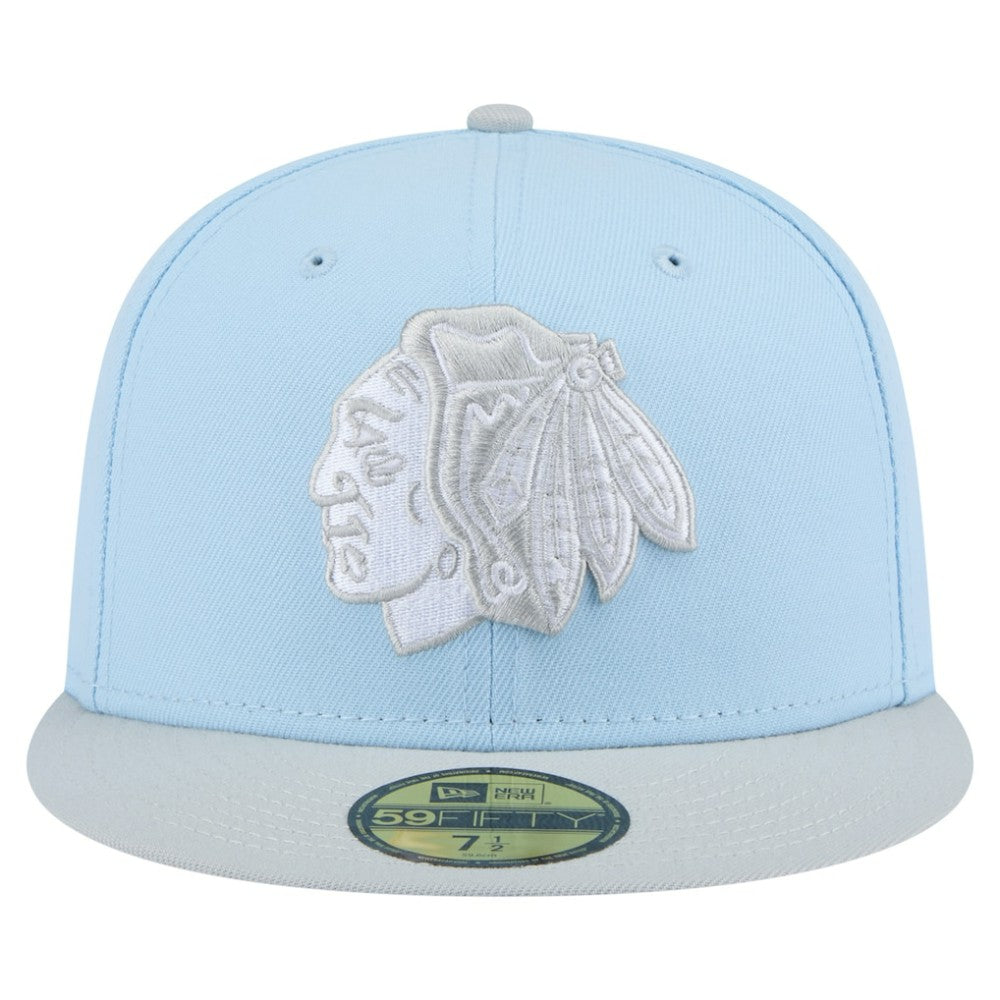 Chicago Blackhawks New Era Color Pack Two-Tone 59FIFTY Fitted Hat - Light Blue/Gray Hats