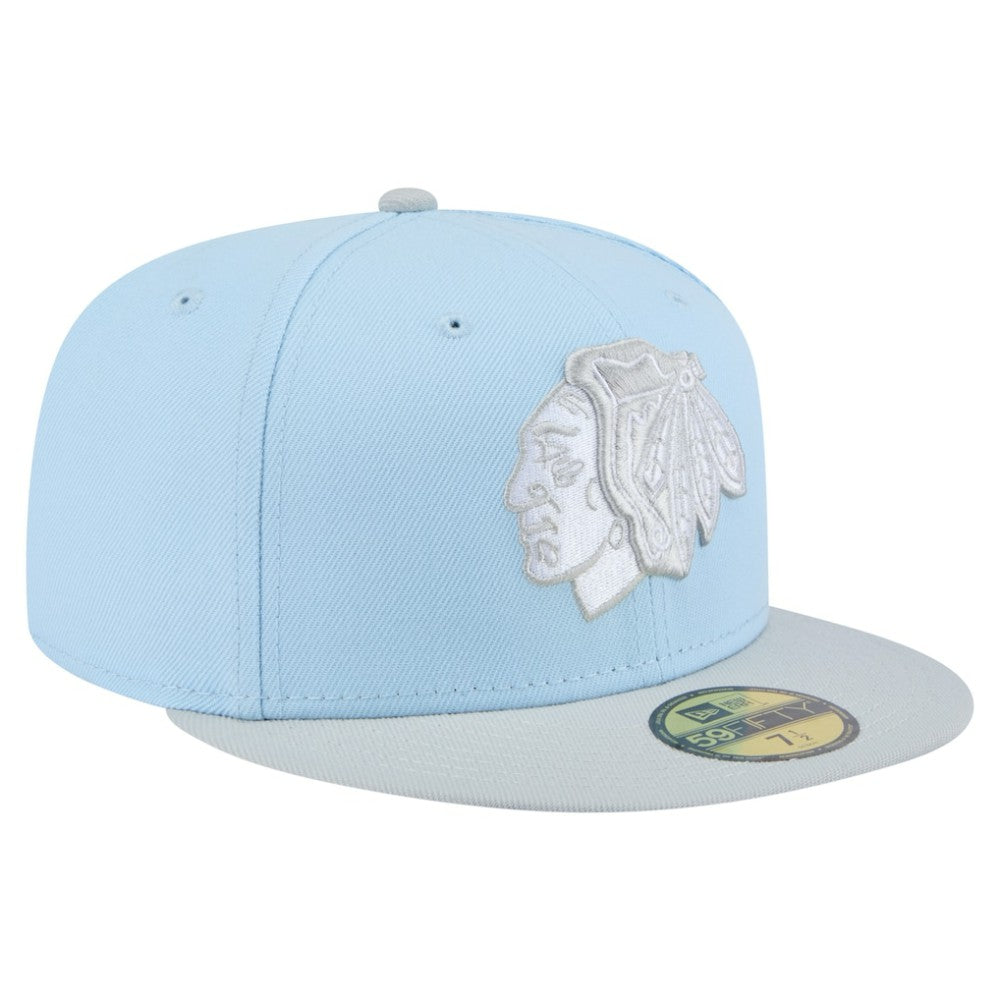 Chicago Blackhawks New Era Color Pack Two-Tone 59FIFTY Fitted Hat - Light Blue/Gray Hats