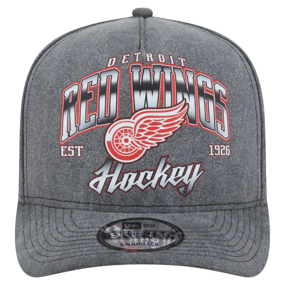 Detroit Red Wings New Era Throwback Washed A-Frame Pre-Curved 9FIFTY Snapback Hat - Charcoal Hats