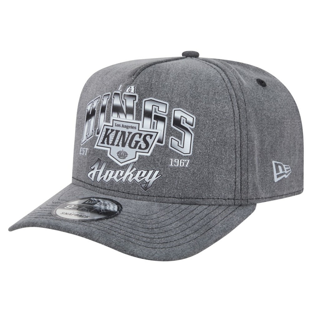 Los Angeles Kings New Era Throwback Washed A-Frame Pre-Curved 9FIFTY Snapback Hat - Charcoal Hats