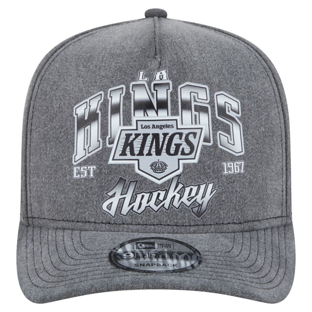 Los Angeles Kings New Era Throwback Washed A-Frame Pre-Curved 9FIFTY Snapback Hat - Charcoal Hats