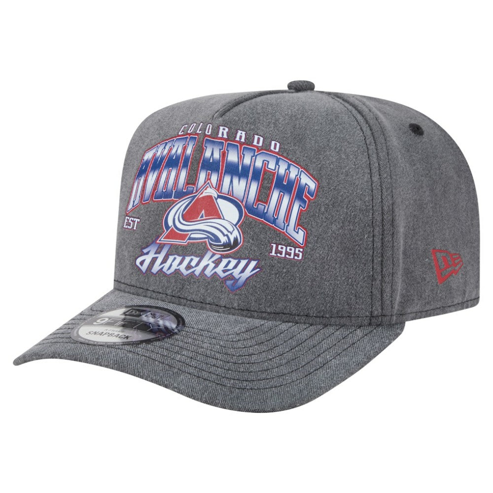 Colorado Avalanche New Era Throwback Washed A-Frame Pre-Curved 9FIFTY Snapback Hat - Charcoal Hats