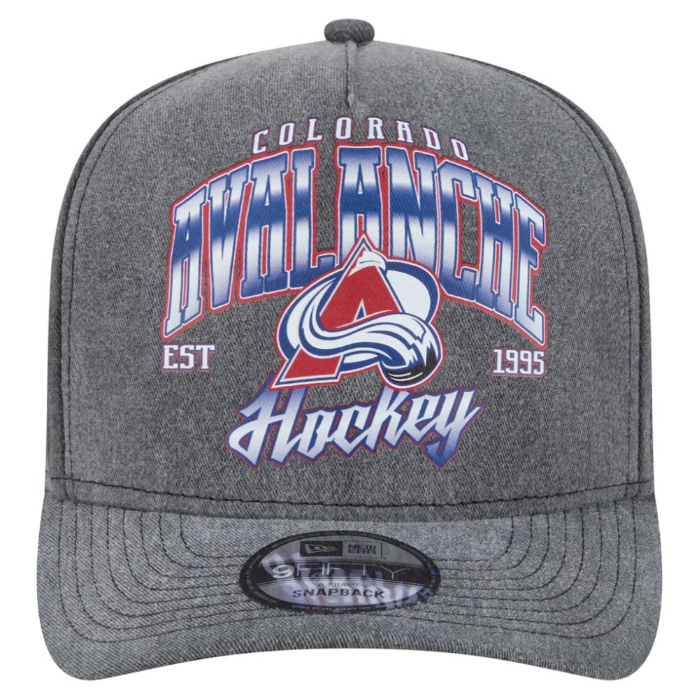 Colorado Avalanche New Era Throwback Washed A-Frame Pre-Curved 9FIFTY Snapback Hat - Charcoal Hats