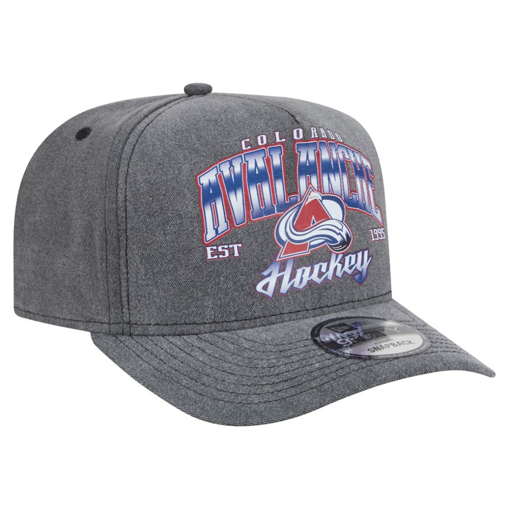 Colorado Avalanche New Era Throwback Washed A-Frame Pre-Curved 9FIFTY Snapback Hat - Charcoal Hats