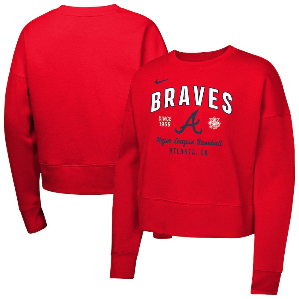 Atlanta Braves Girls Youth Fleece Sweatshirt Red