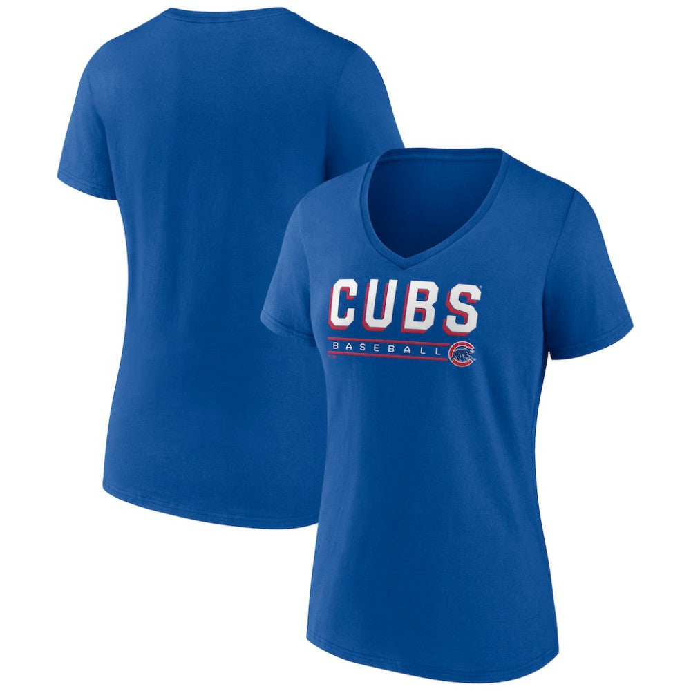 Chicago Cubs Women's Primary Play V-Neck T-Shirt Royal