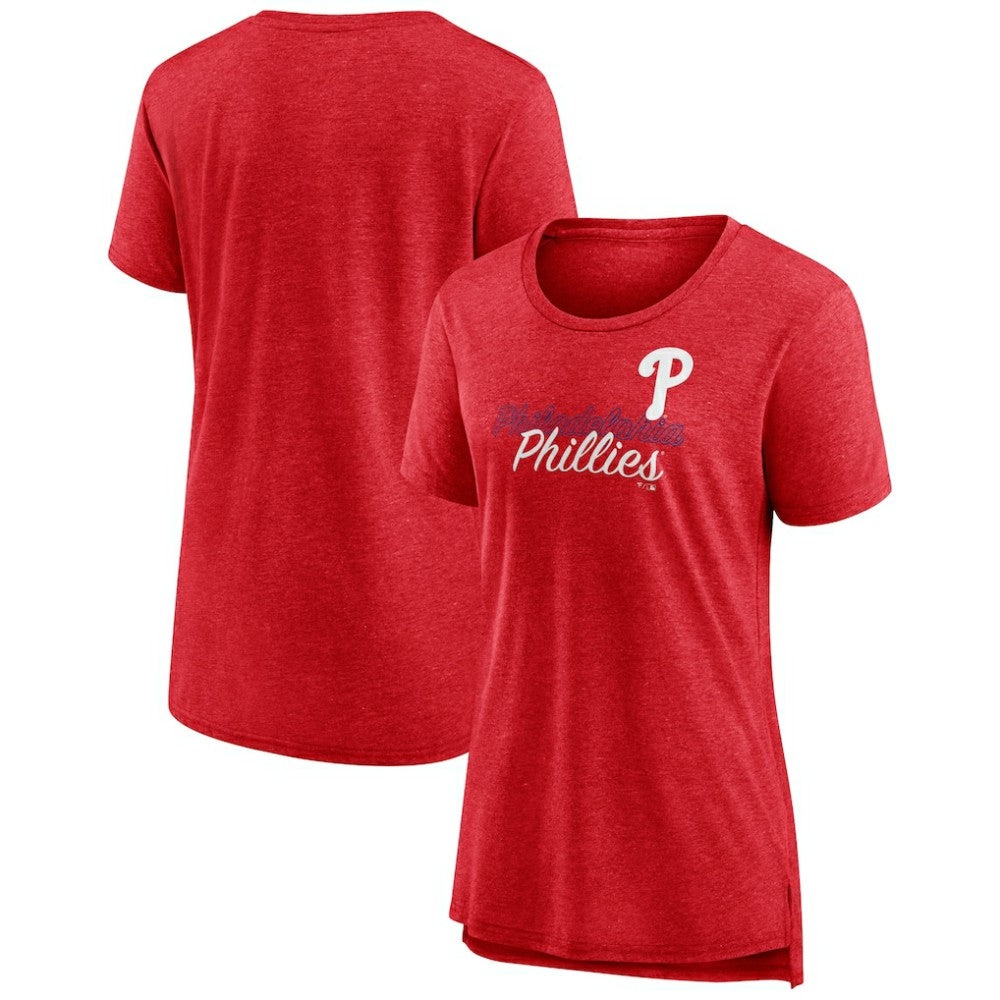 Philadelphia Phillies Women's Practice Time Tri-Blend T-Shirt Red