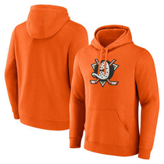 Anaheim Ducks Fanatics Primary Logo Fleece Pullover Hoodie - Orange Hoodies