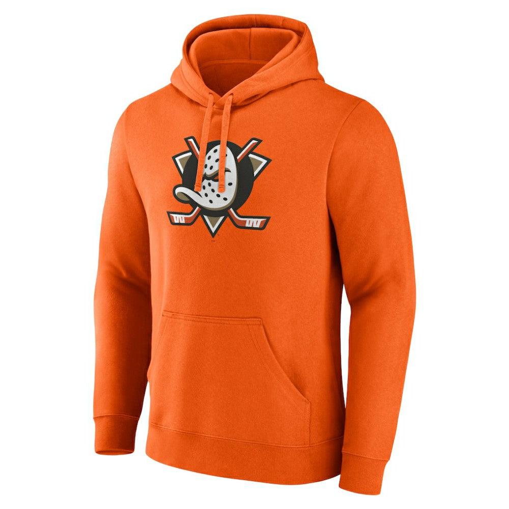 Anaheim Ducks Fanatics Primary Logo Fleece Pullover Hoodie - Orange Hoodies