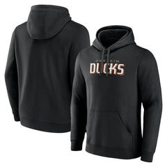 Anaheim Ducks Fanatics Wordmark Logo Fleece Pullover Hoodie - Black Hoodies
