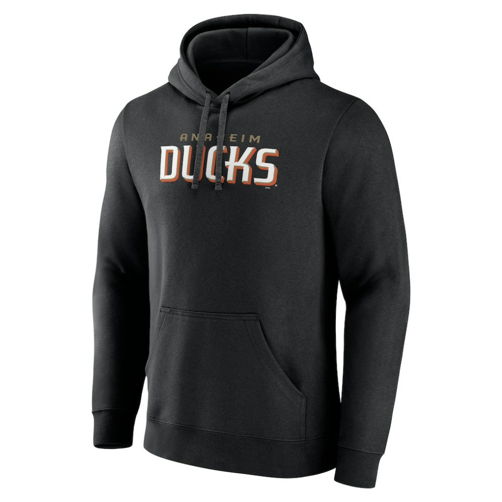 Anaheim Ducks Fanatics Wordmark Logo Fleece Pullover Hoodie - Black Hoodies