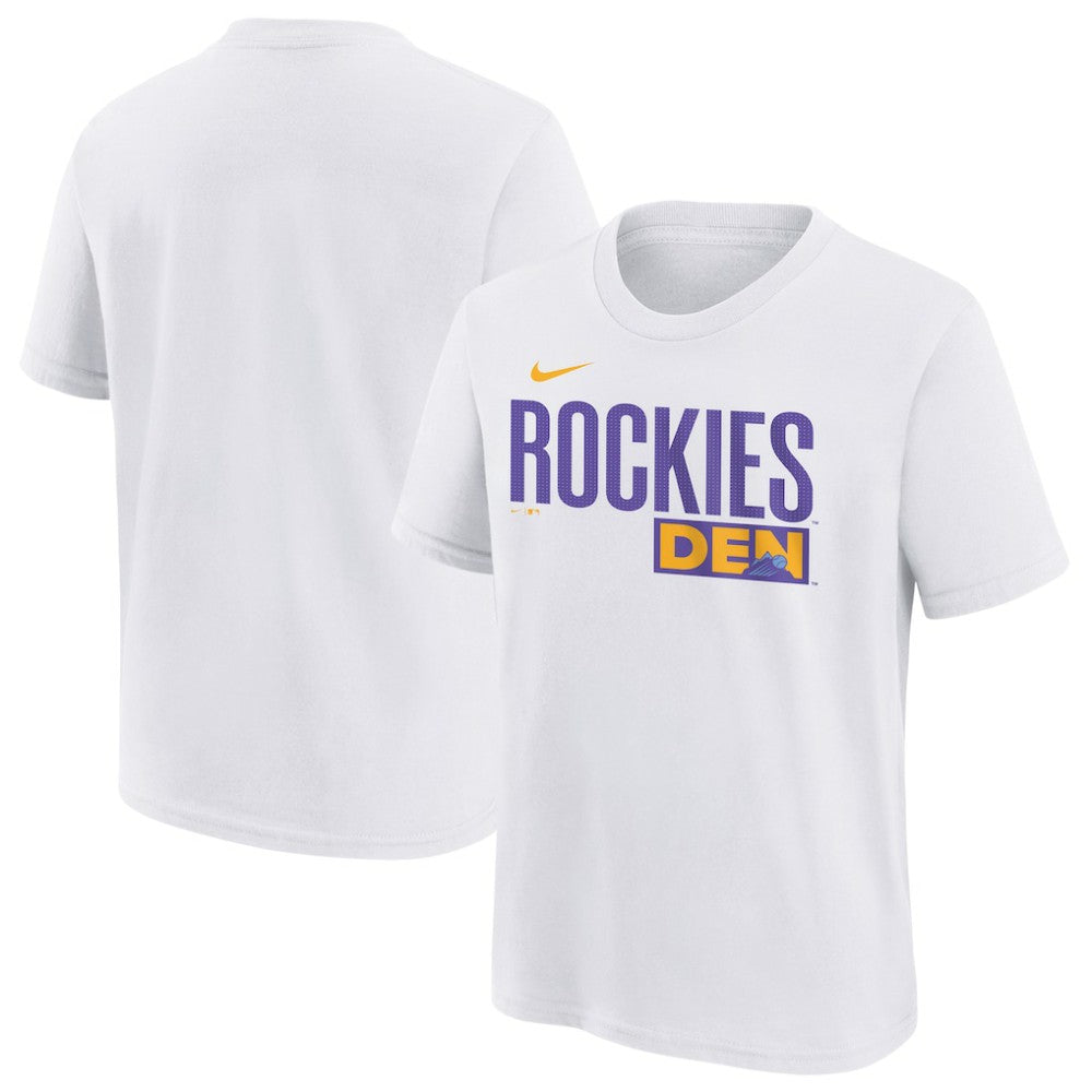 Colorado Rockies Youth 2025 City Connect Wordmark T-Shirt White