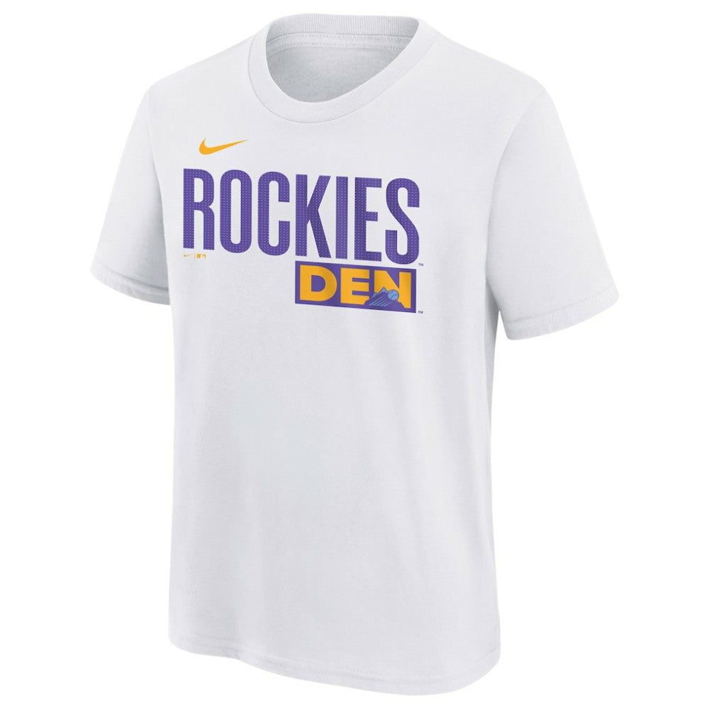Colorado Rockies Youth 2025 City Connect Wordmark T-Shirt White