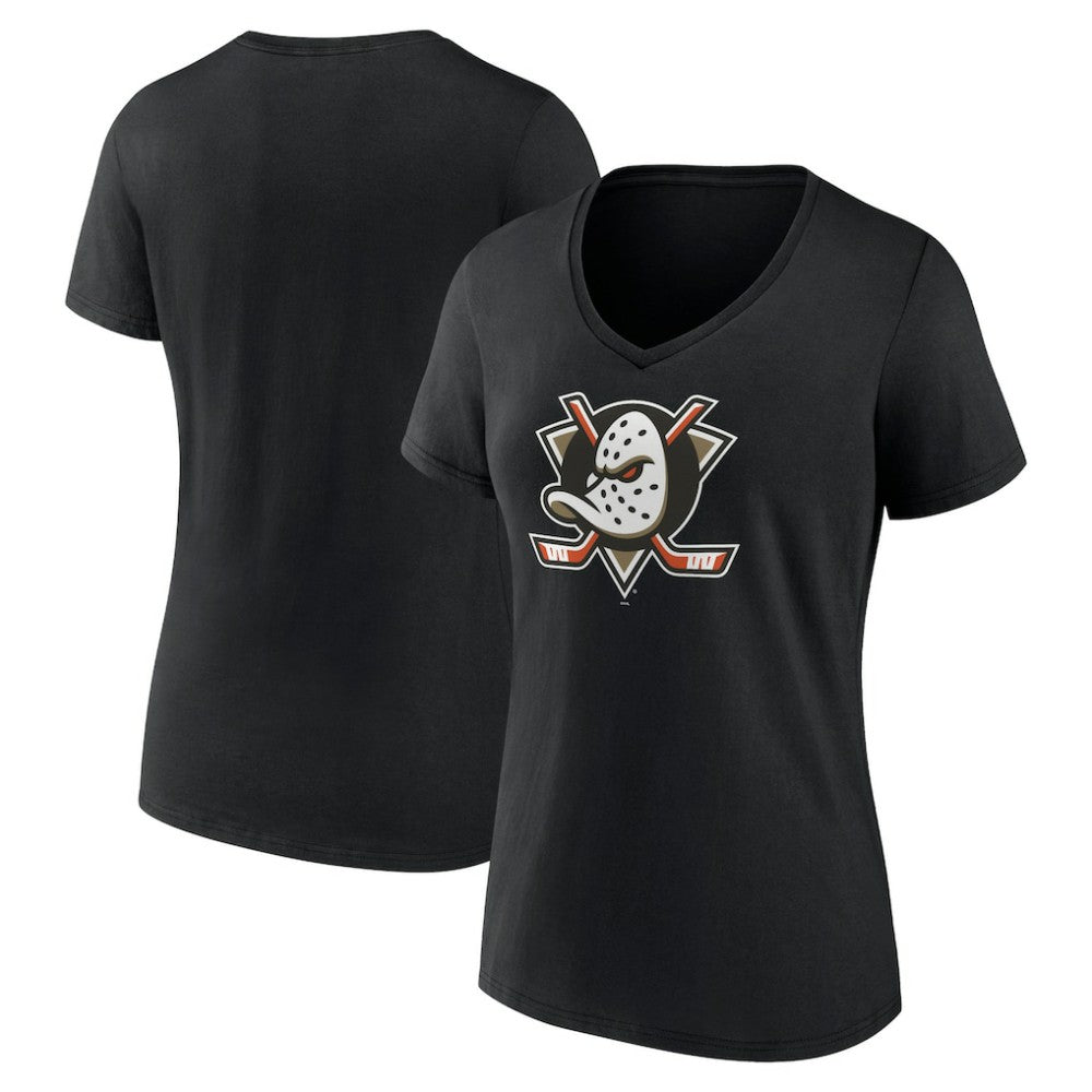 Anaheim Ducks Women's Primary Logo V-Neck T-Shirt – Black T-shirts