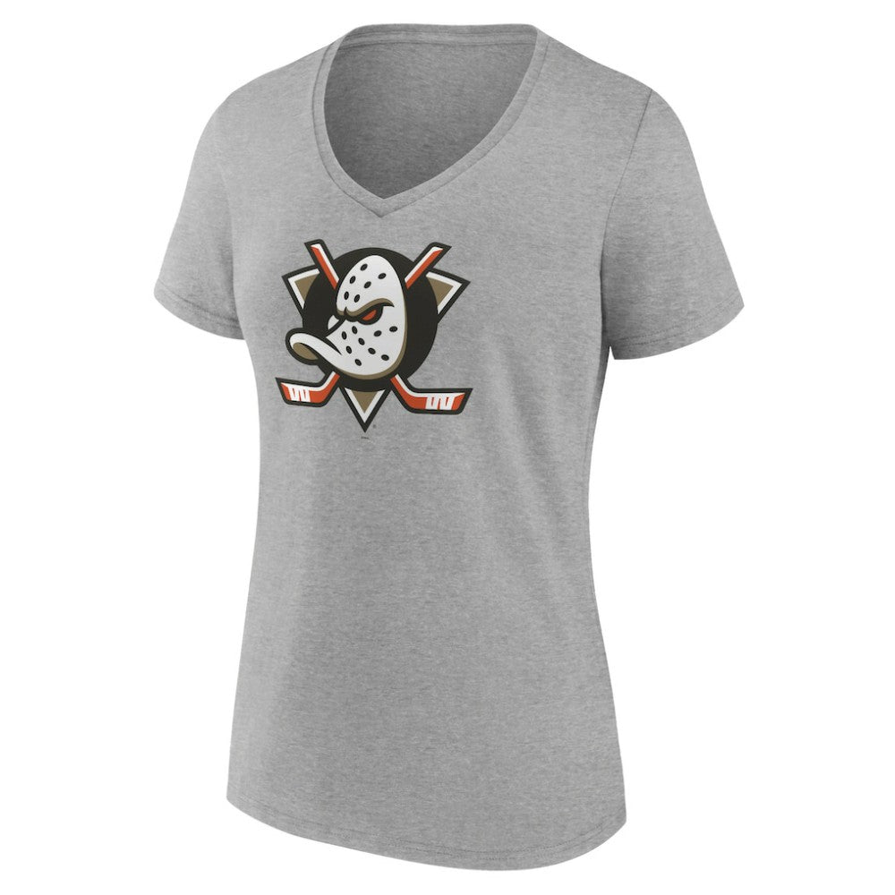 Anaheim Ducks Women's Primary Logo V-Neck T-Shirt – Gray T-shirts