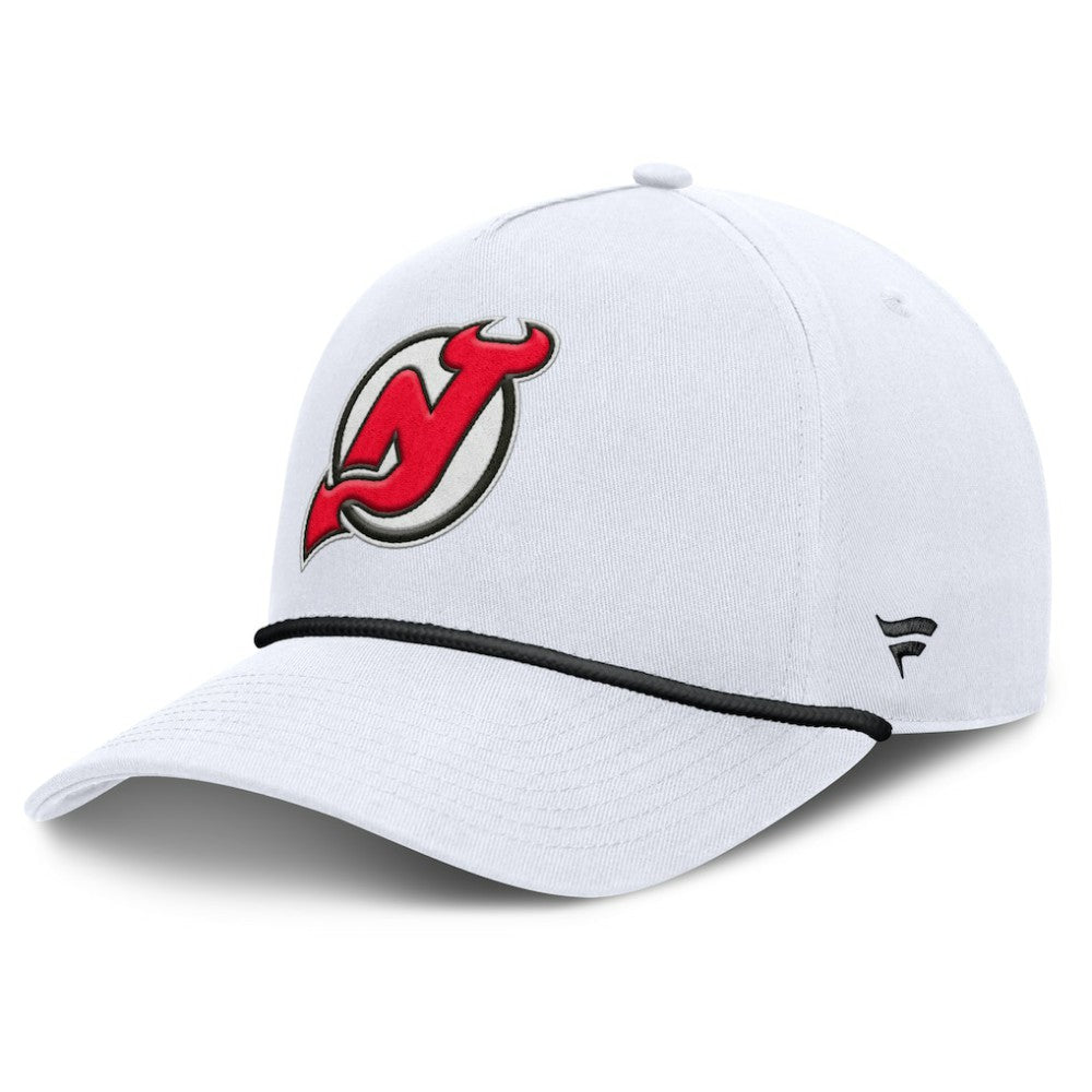 New Jersey Devils Fanatics Rope A-Frame Adjustable Hat - White Jerseys